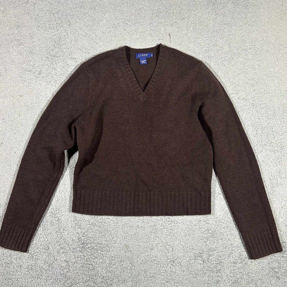 J CREW | Wool Knit V-Neck Brown Sweater Women's Petite Small #4022